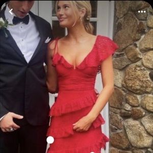 Red long prom dress